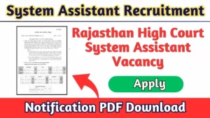 Rajasthan High Court System Assistant Recruitment 2024 Apply Online