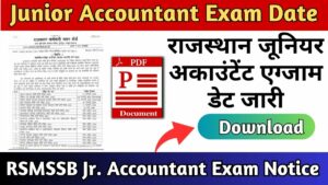 Rajasthan Junior Accountant Exam Date 2024 Noitice PDF