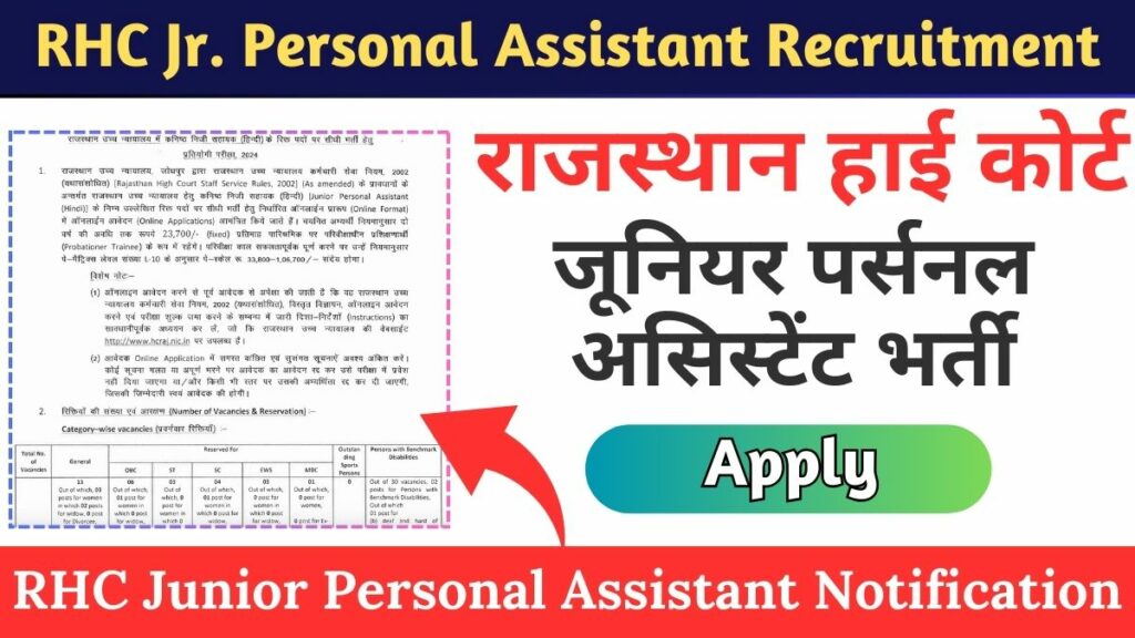 Rajasthan High Court Junior Personal Assistant Recruitment 2024