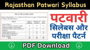 Rajasthan Patwari Syllabus 2024 PDF Download