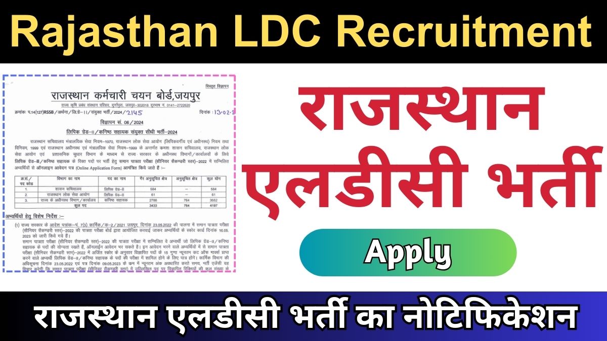 Rajasthan LDC Recruitment 2024 Apply Online