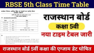 Rajasthan Board 5th Class Time Table 2024