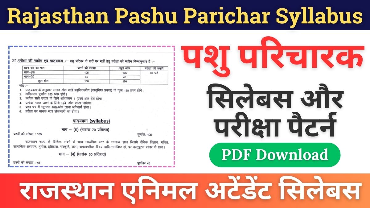 Rajasthan Pashu Paricharak Syllabus 2024 Download