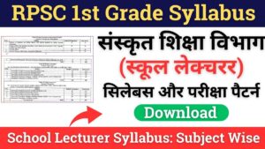 RPSC 1st Grade Syllabus 2024 PDF in Hindi Download