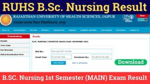 RUHS B.Sc Nursing 1st Year Result 2024