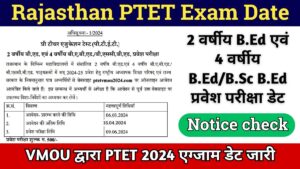 Rajasthan PTET Exam Date 2024
