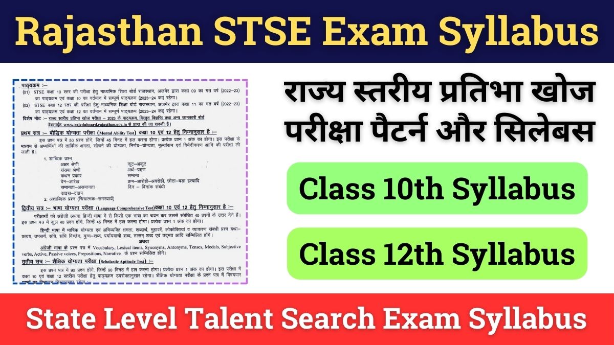 STSE Exam Syllabus 2024 for Class 10th and 12th